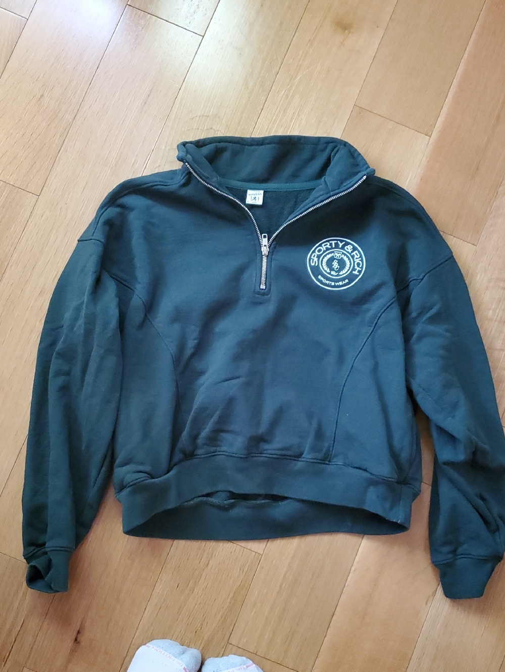 Sporty & Rich Forest Green Quarter-Zip Pullover